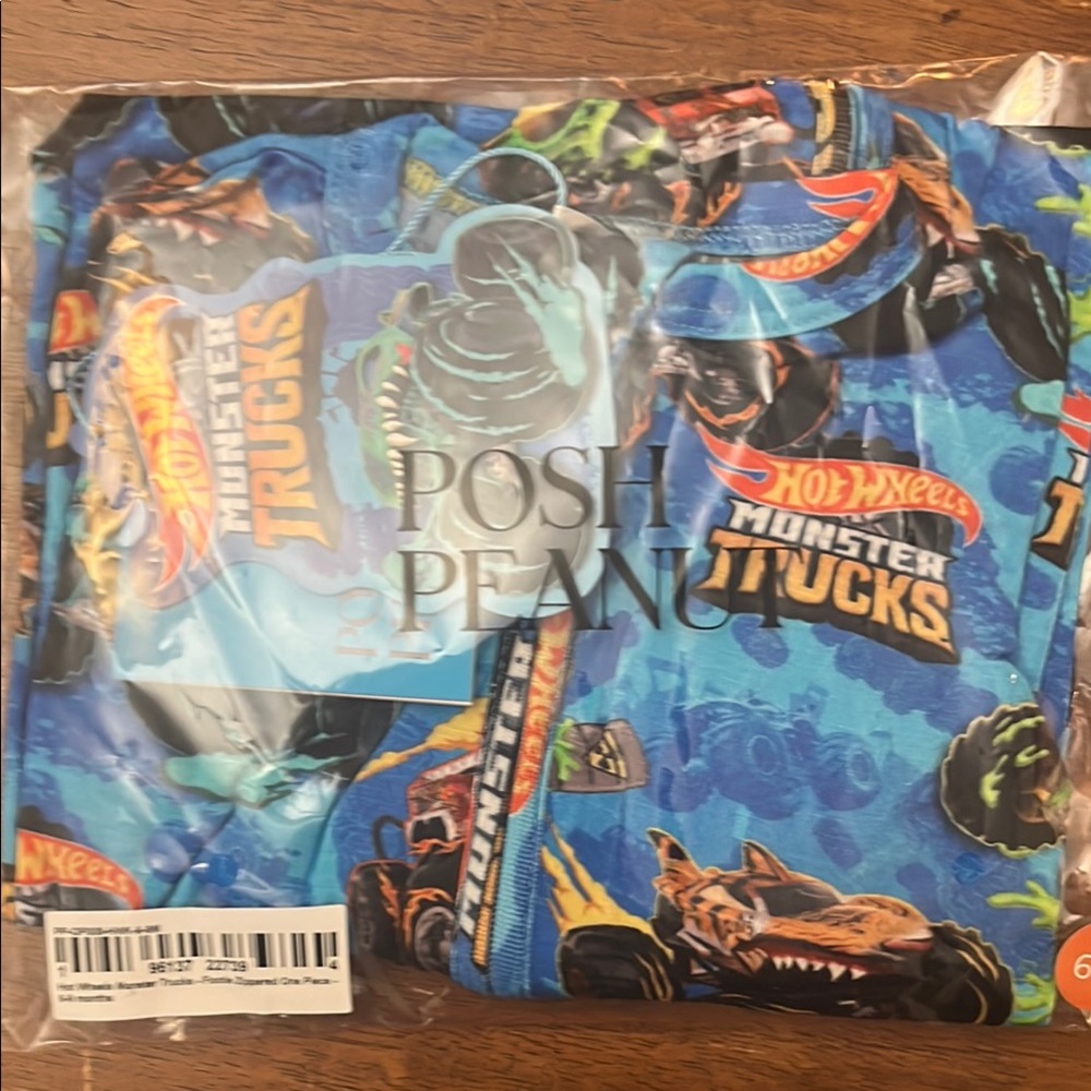 Posh Peanut Blue Monster Trucks Footies